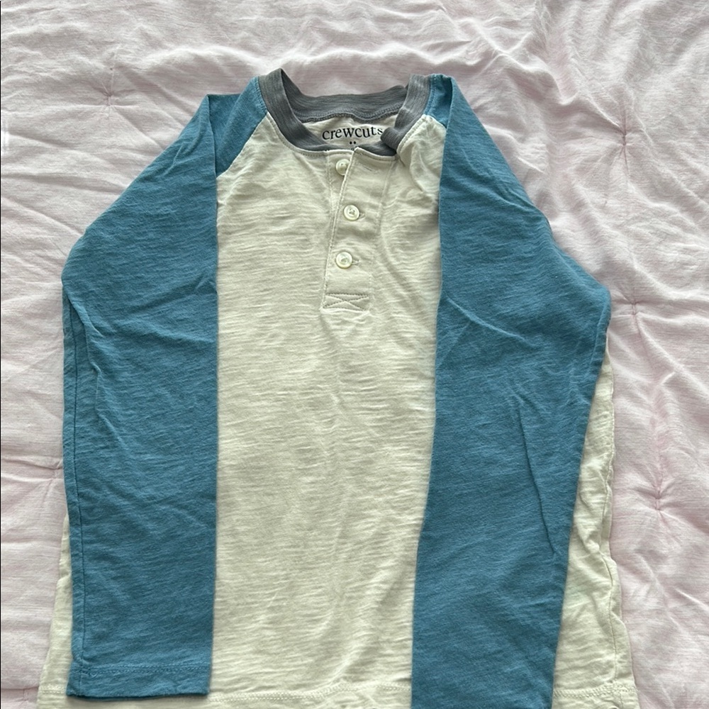 Crewcuts Blue and White Kids Raglan Shirt